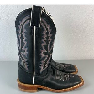Justin BRL316 Bent Rail Black Burnished Calf Cowgirl Boots Womens 6.5 B USA Made